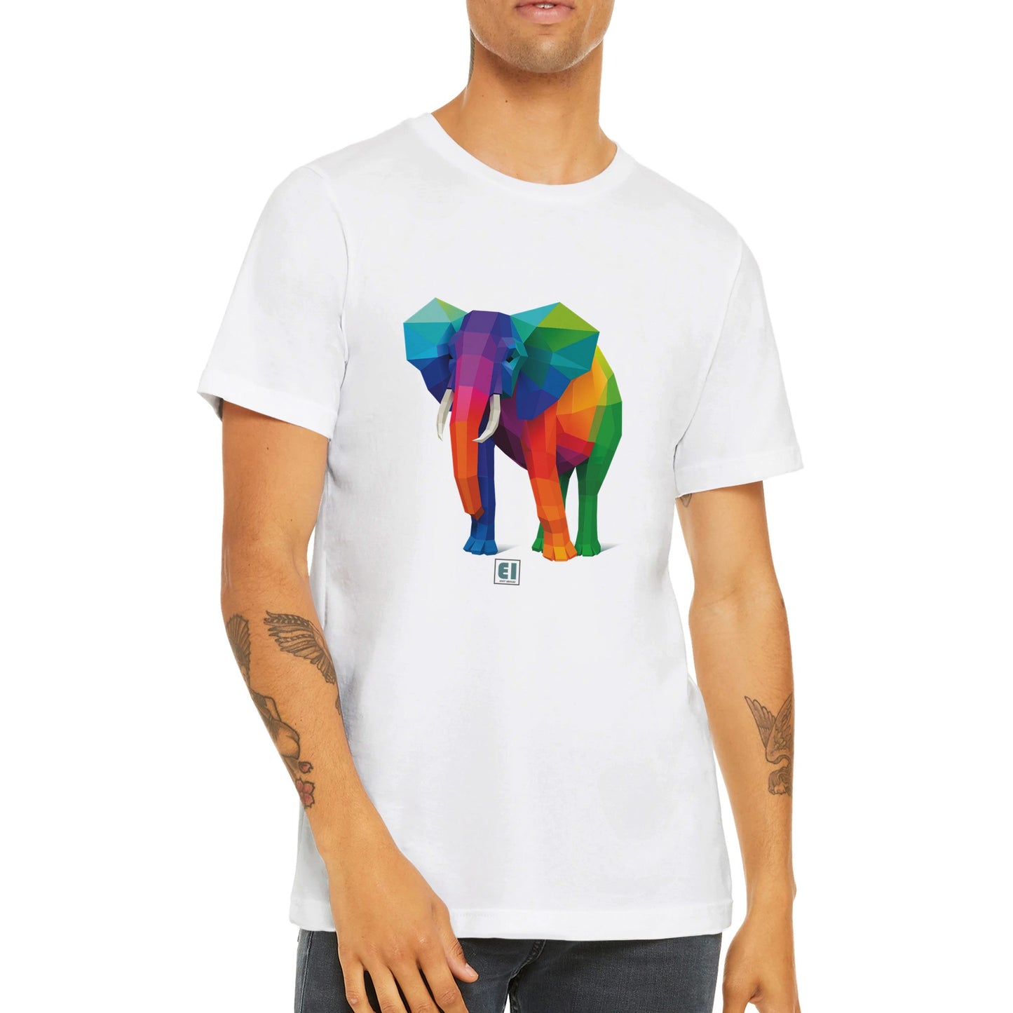 Budget Unisex Crewneck T-shirt/Elephant-Colorful