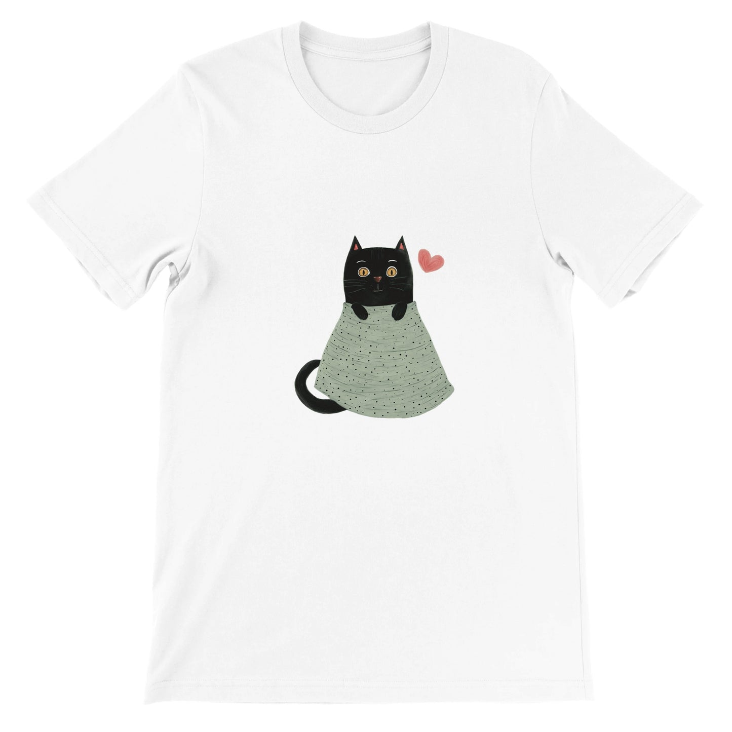 Budget Unisex Crewneck T-shirt/Cute-Black-Cat