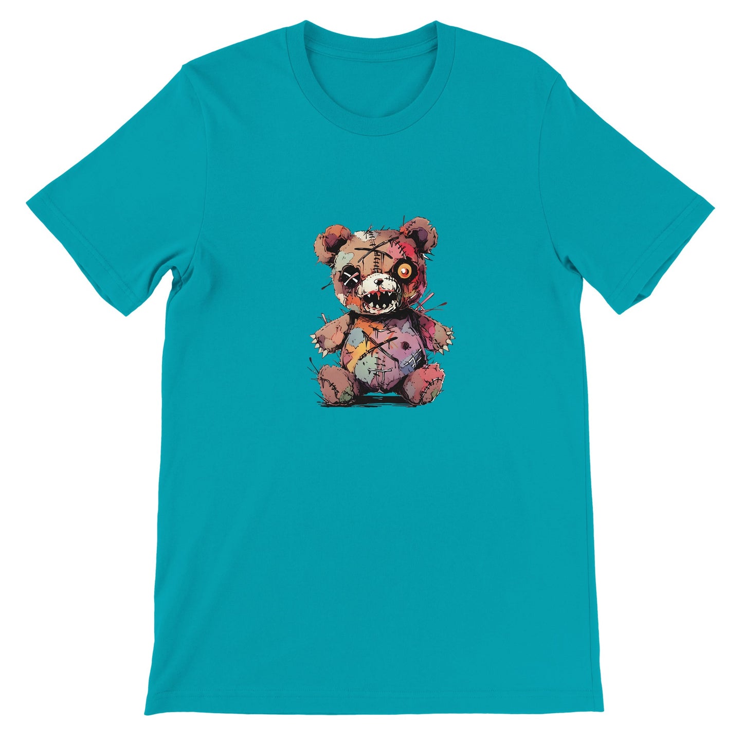 Budget Unisex Crewneck T-shirt/Creepy-Teddy-Bear-Halloween