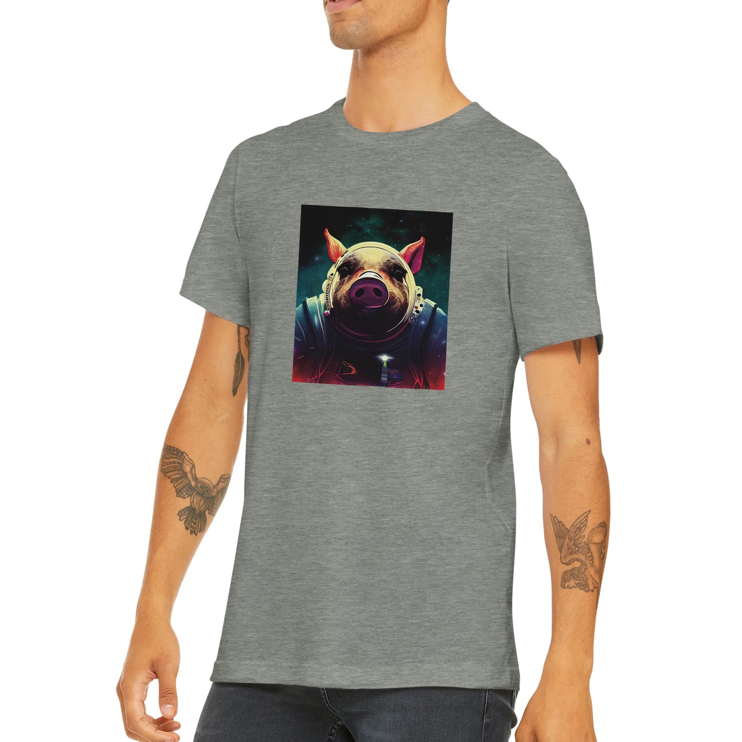 Budget Unisex Crewneck T-shirt/Pig-Astronaut