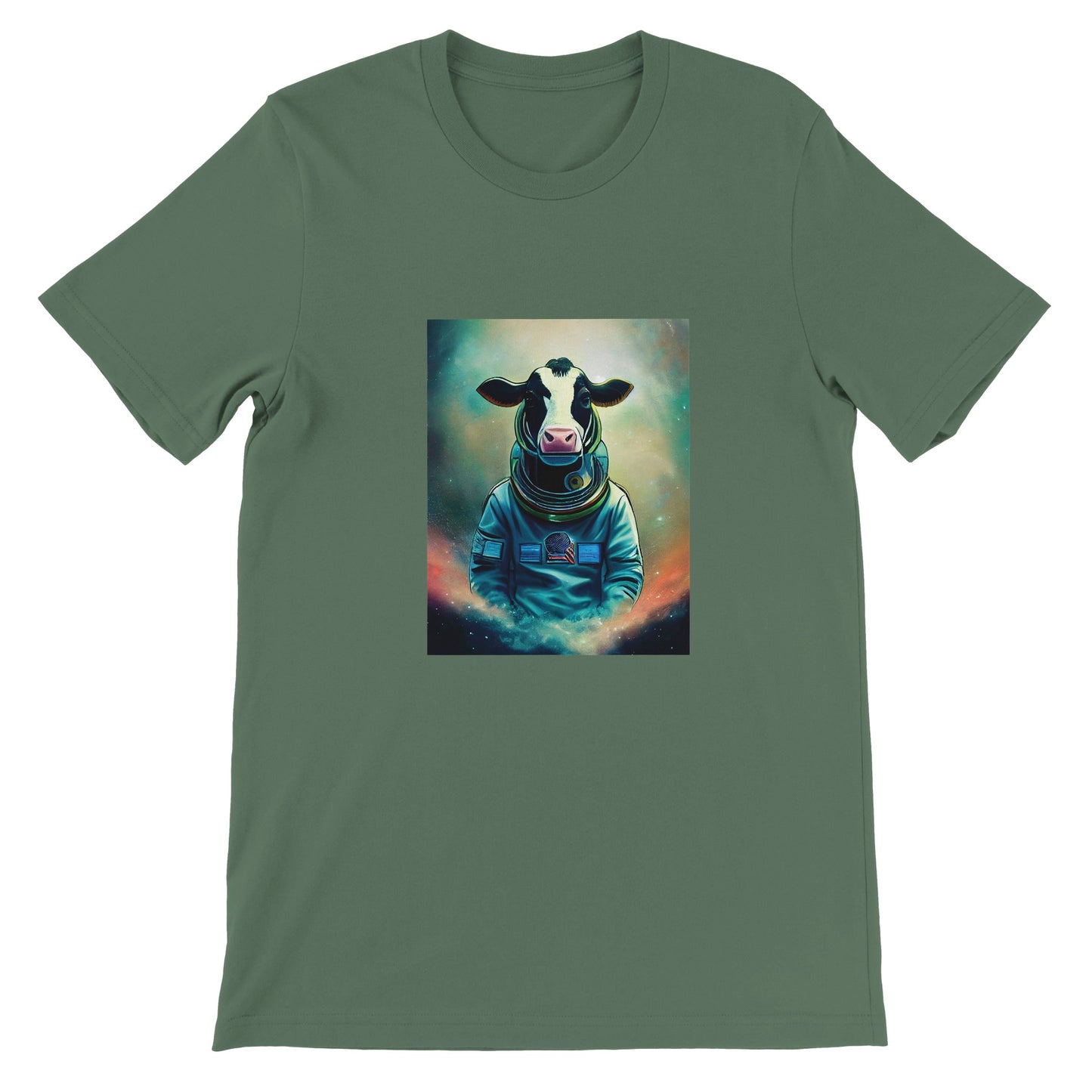 Budget Unisex Crewneck T-shirt/Cow-Astronaut