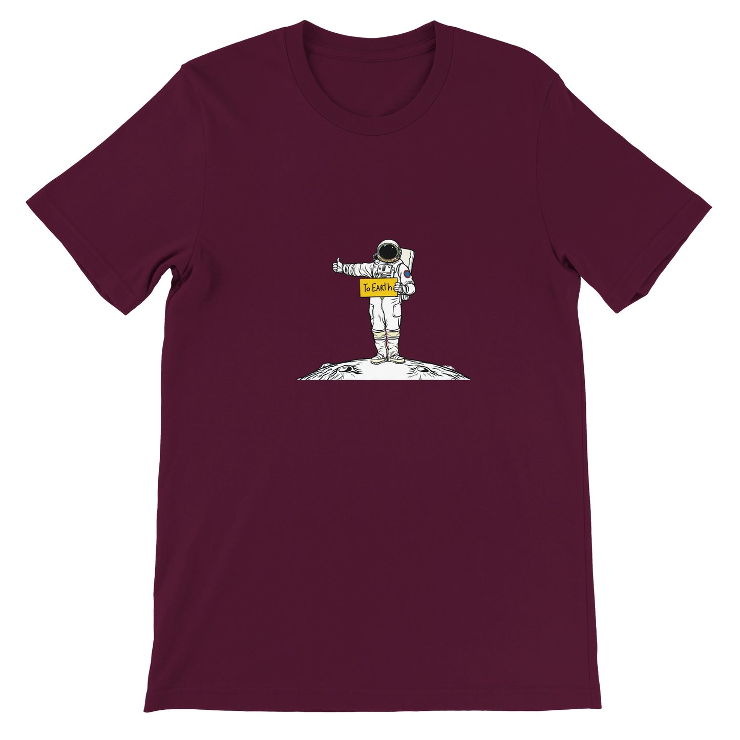 Budget Unisex Crewneck T-shirt/Astronaut-Hiking-On-Moon