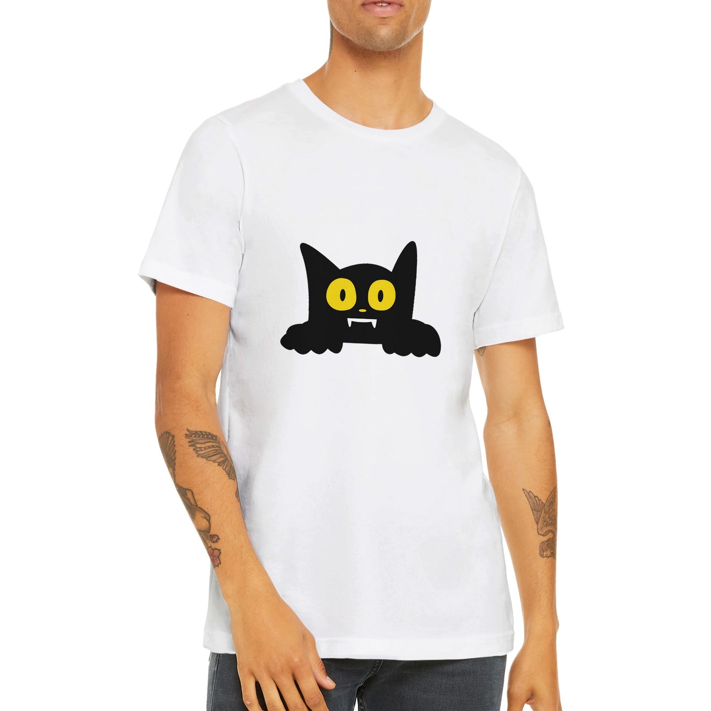 Budget Unisex Crewneck T-shirt/Cat-Halloween