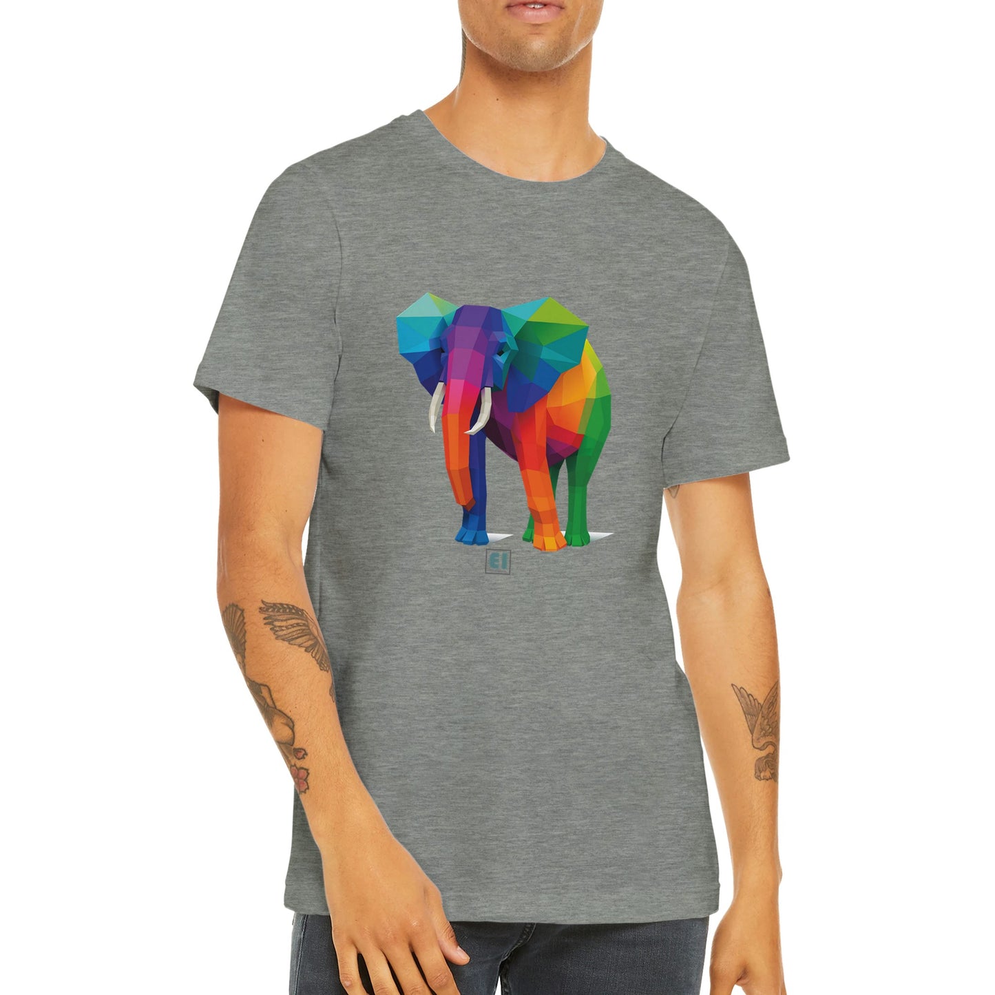 Budget Unisex Crewneck T-shirt/Elephant-Colorful