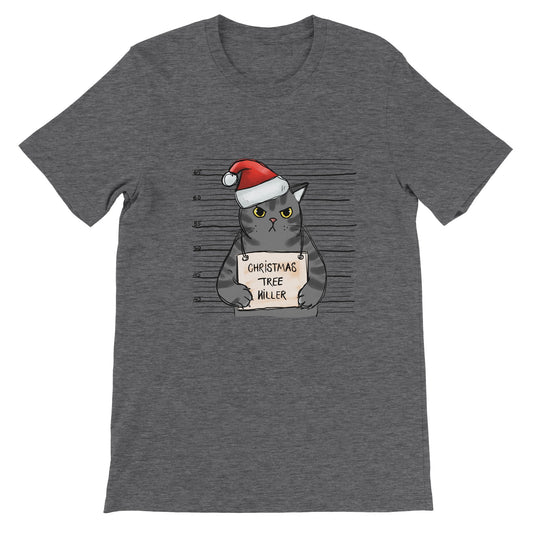 Budget Unisex Crewneck T-shirt/Cat-Christmas Tree-Killer