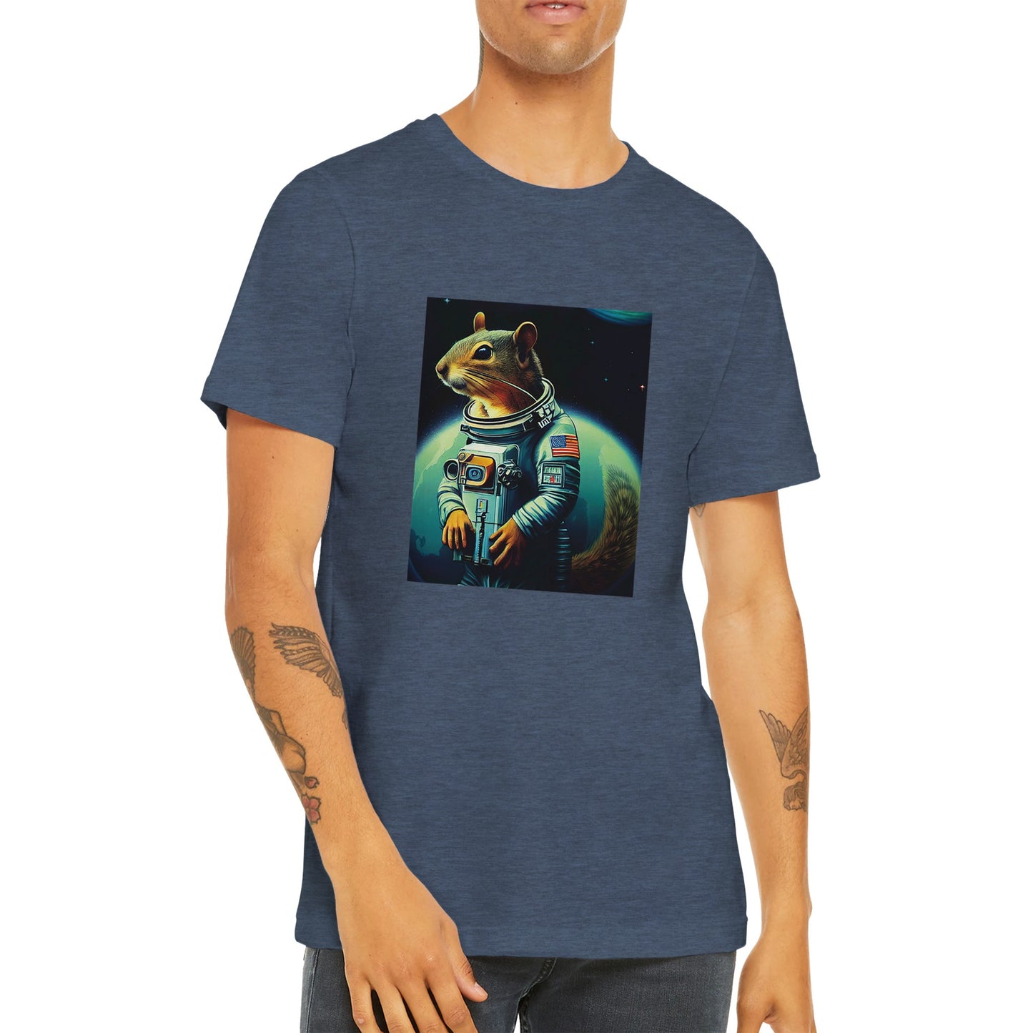 Budget Unisex Crewneck T-shirt/Squirrel-Astronaut