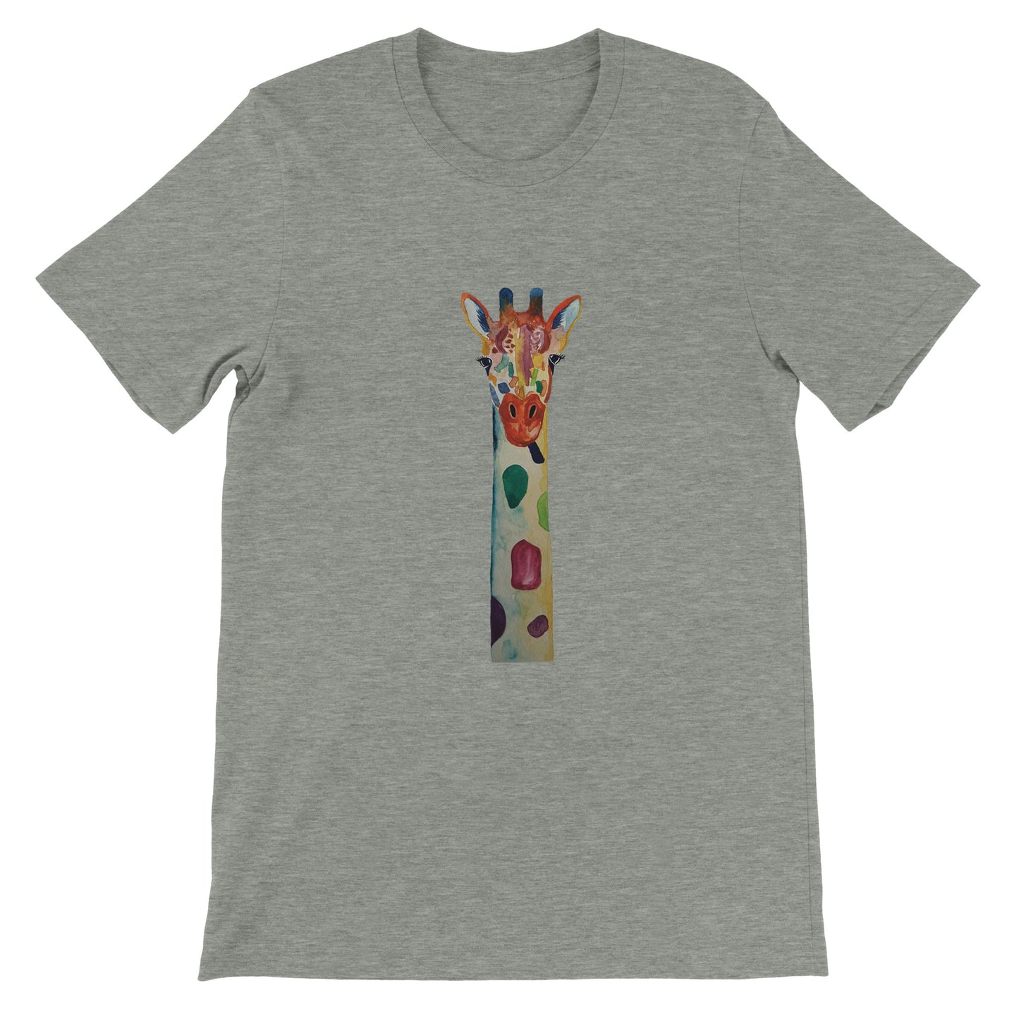 Budget Unisex Crewneck T-shirt/Giraffe-Watercolor