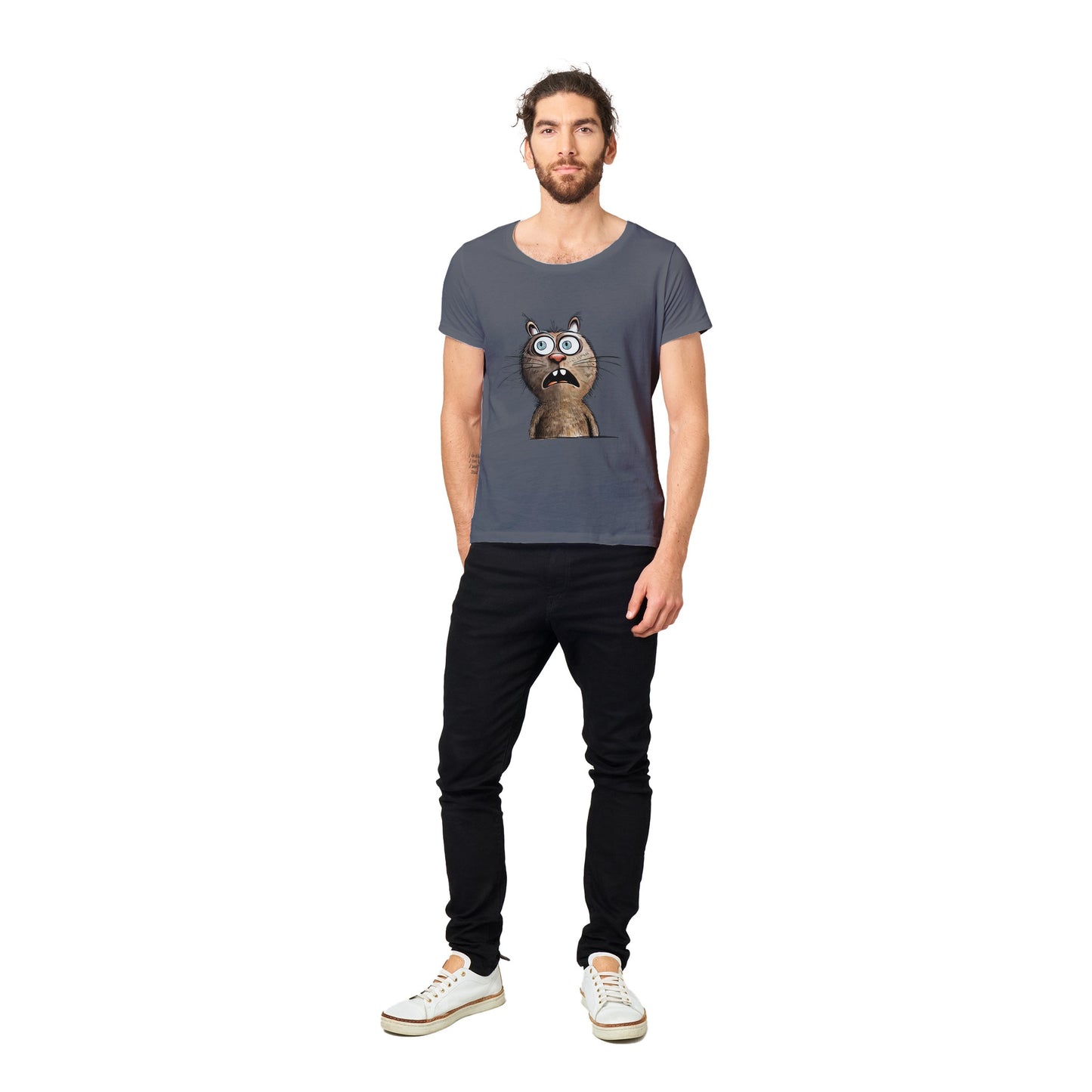 100% Organic Unisex T-shirt/Funny-Cat-Face