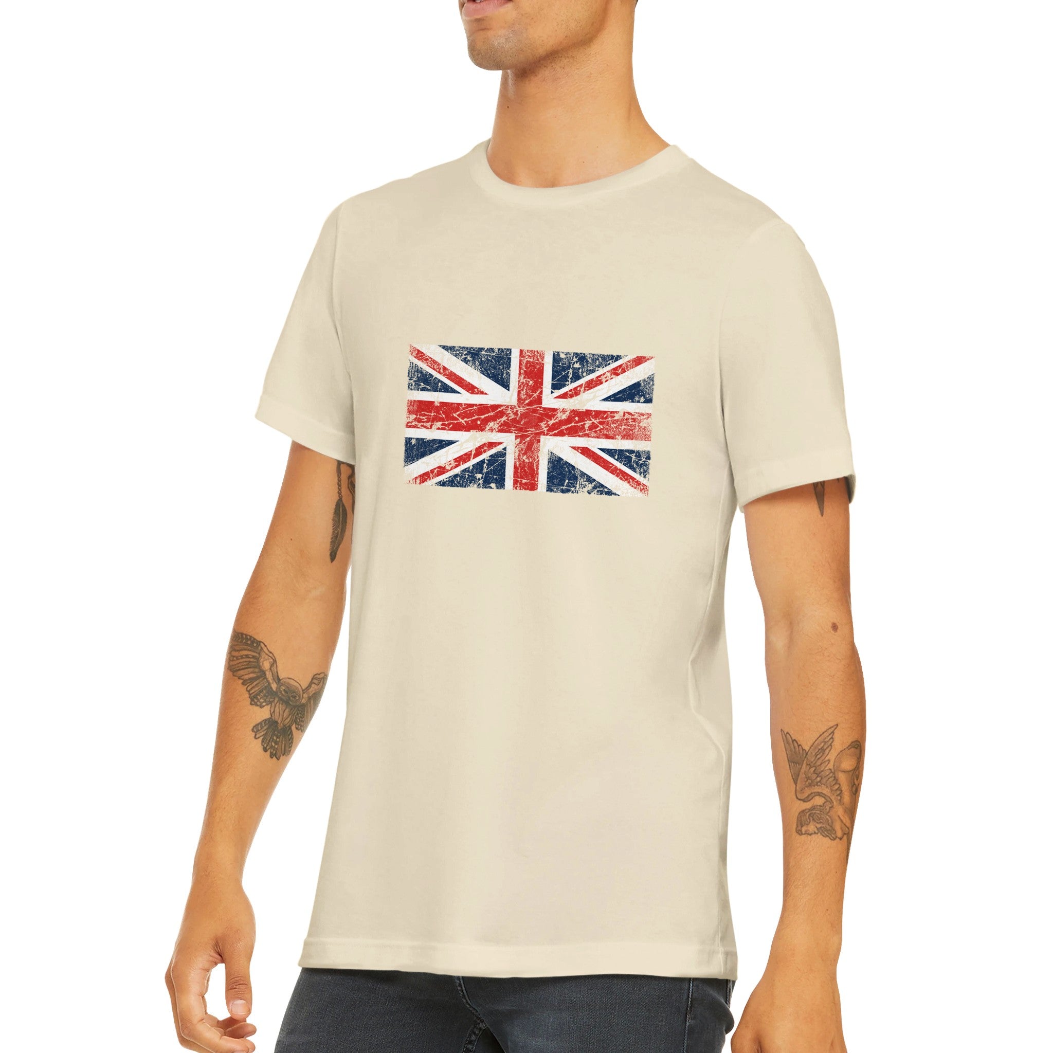 Budget Unisex Crewneck T-shirt/UK-Flag-Vintage - Enet Images