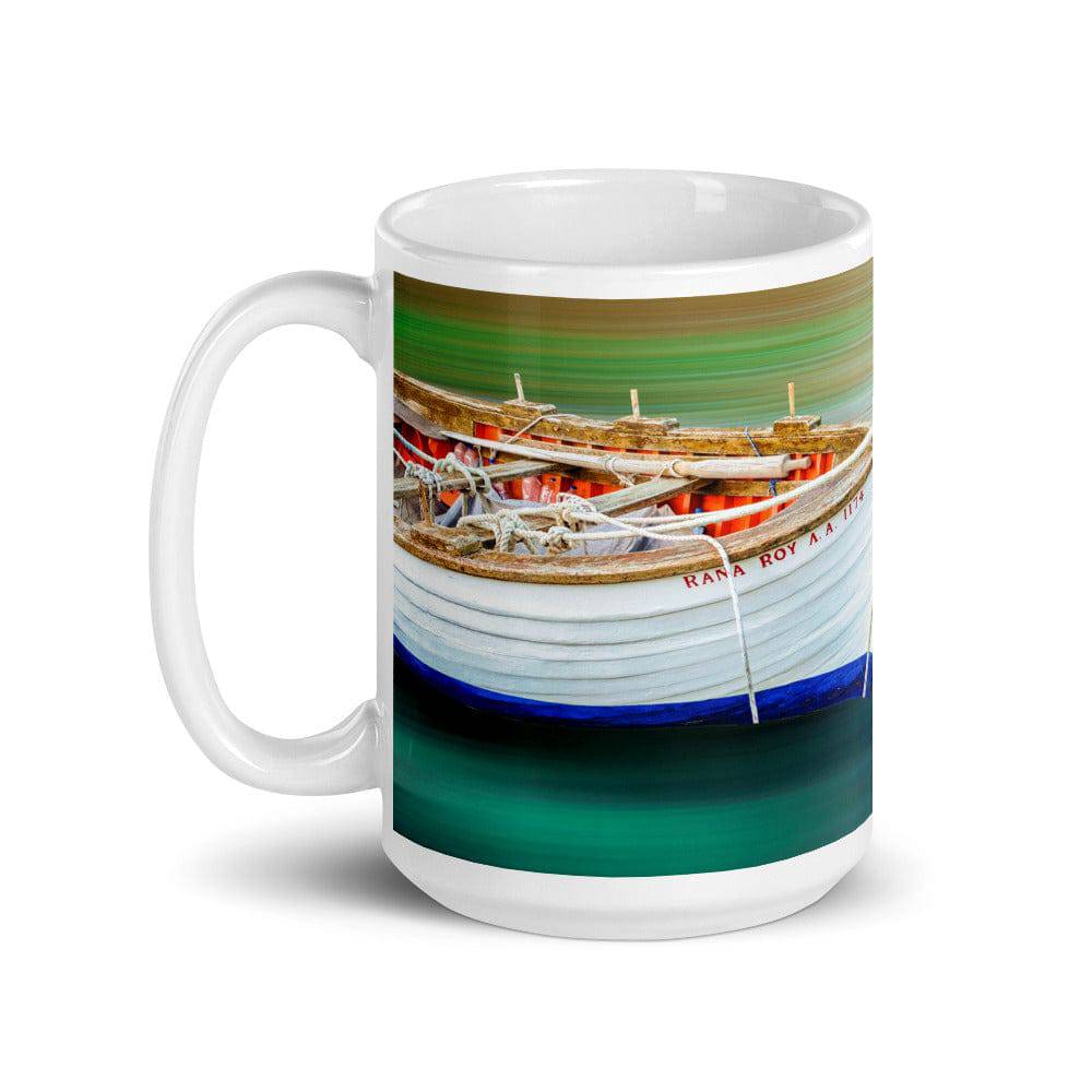 White glossy mug/Boat in Motion color - Enet Images