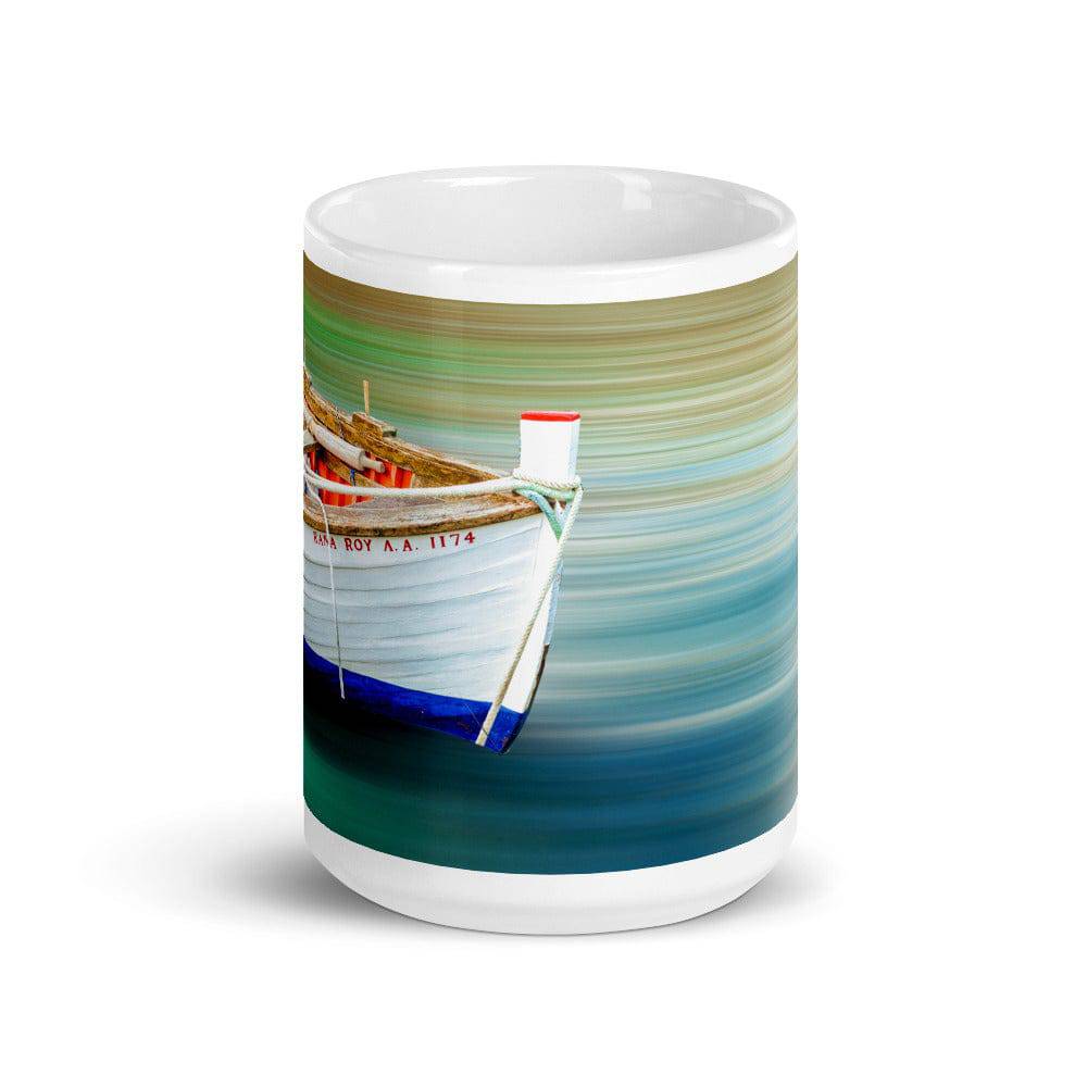 White glossy mug/Boat in Motion color - Enet Images