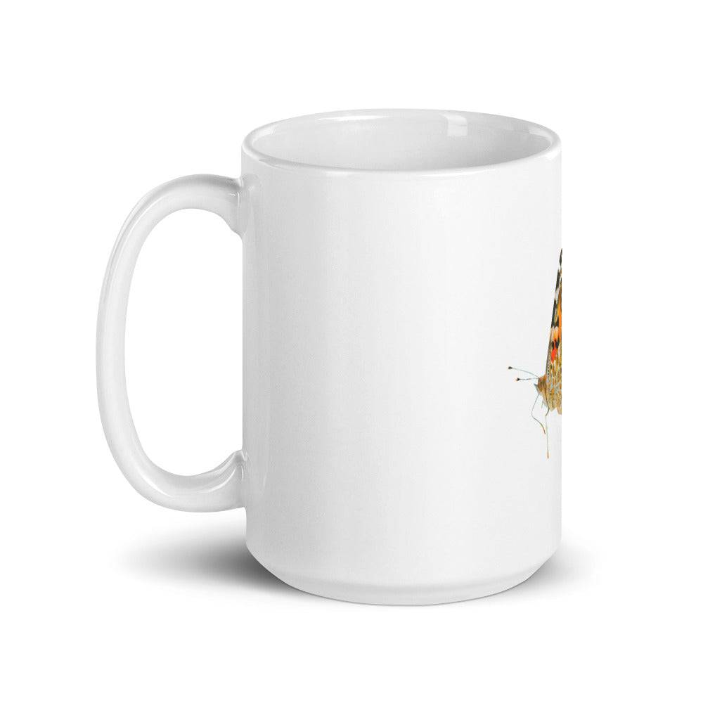 White glossy mug/Butterfly - Enet Images