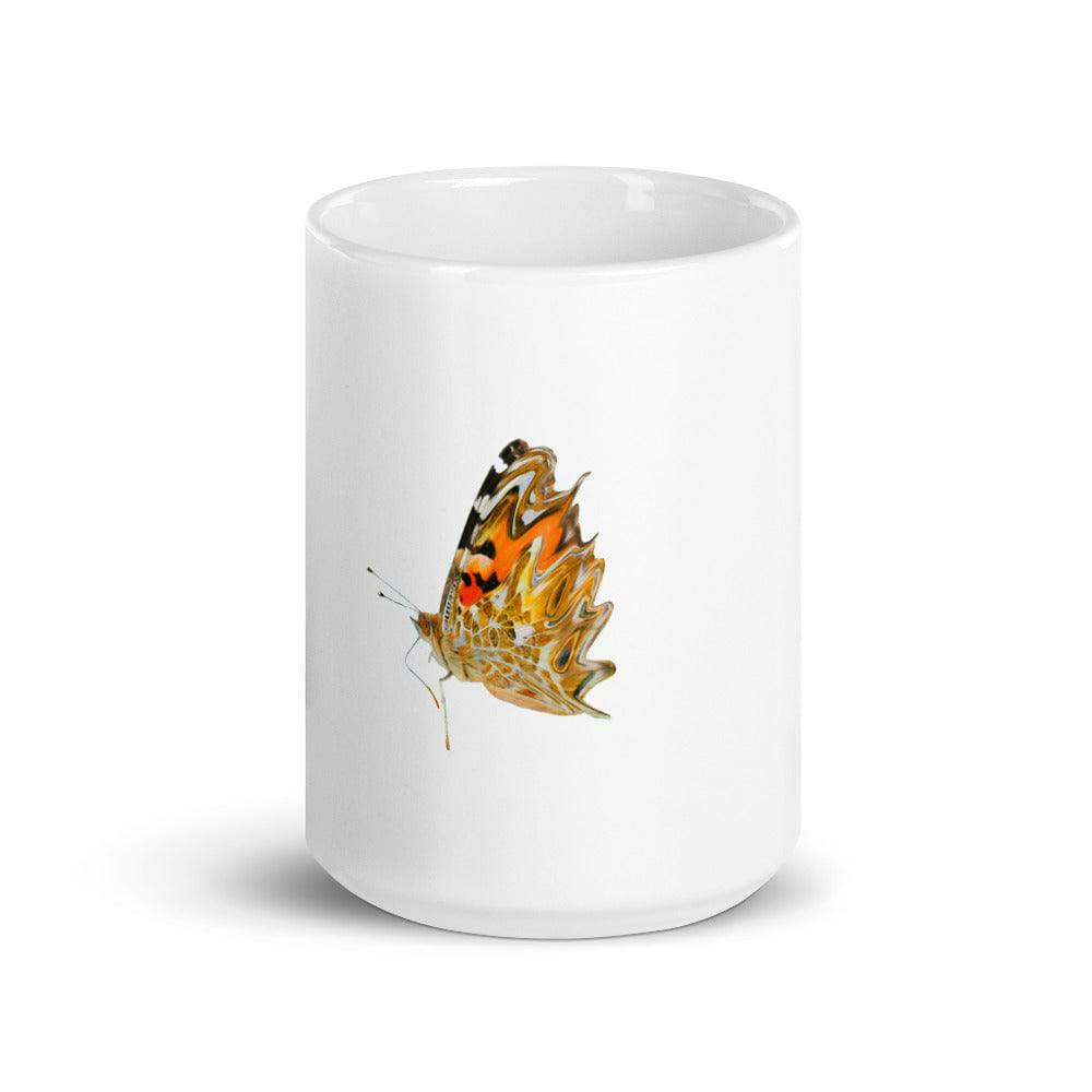 White glossy mug/Butterfly - Enet Images