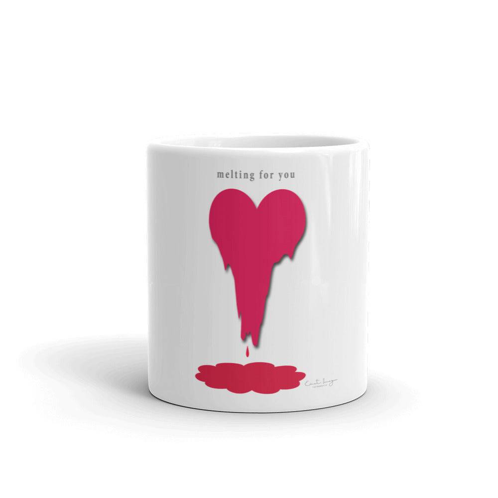 White glossy mug/Melting Heart - Enet Images