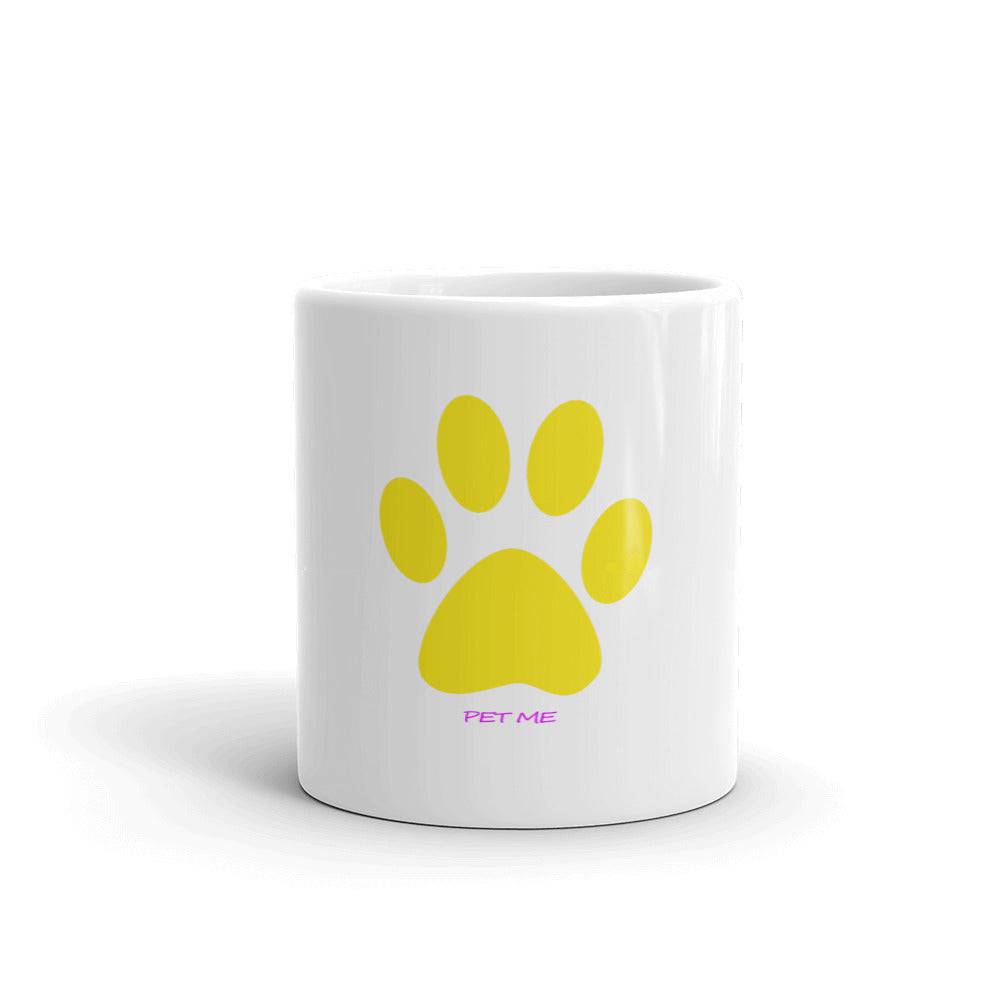 White glossy mug/Pet Me Yellow - Enet Images