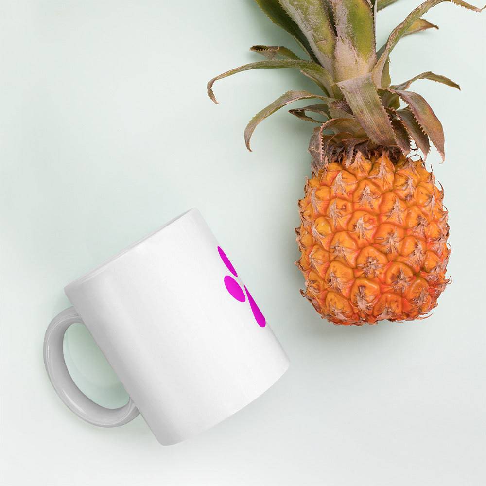 White glossy mug/Pet Print Fushia - Enet Images