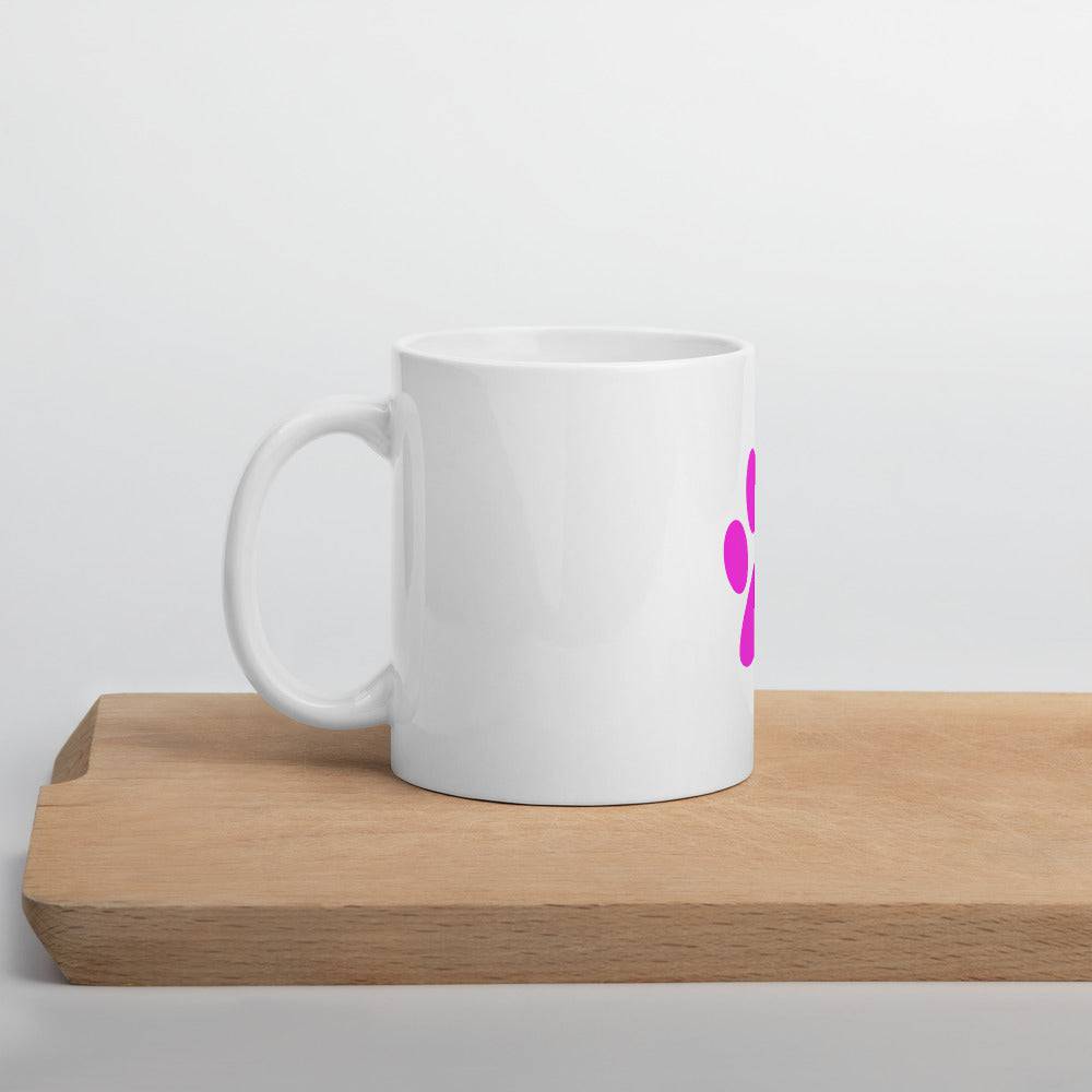 White glossy mug/Pet Print Fushia - Enet Images