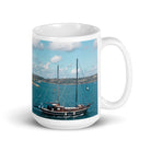 White glossy mug/Sailing Boat - Enet Images