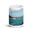 White glossy mug/Sailing Boat - Enet Images