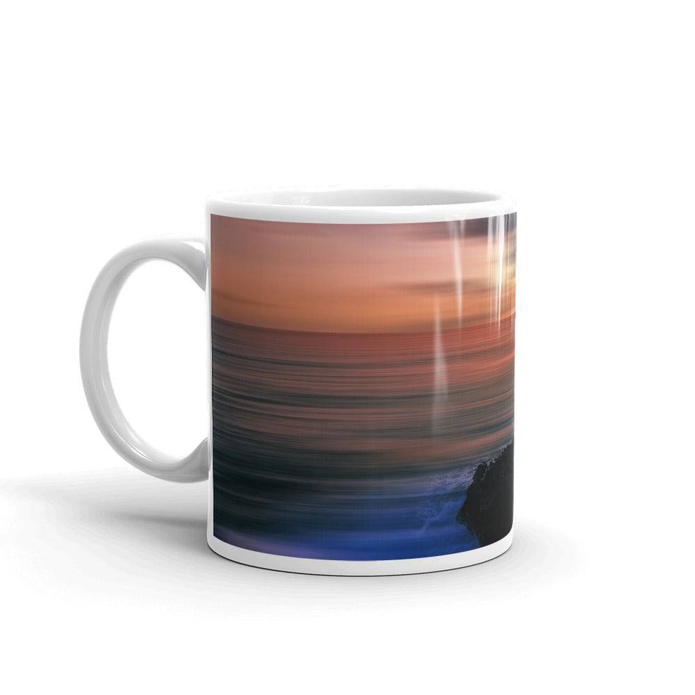 White glossy mug/Sunset Against The Rocky Coast - Enet Images