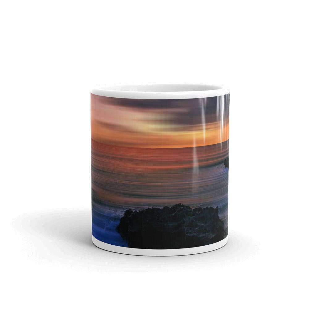 White glossy mug/Sunset Against The Rocky Coast - Enet Images