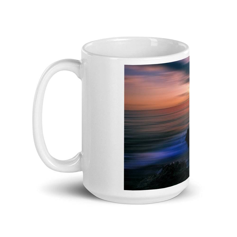 White glossy mug/Sunset Against The Rocky Coast - Enet Images