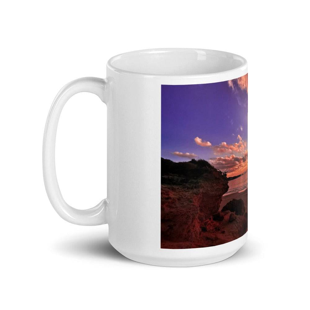 White glossy mug/Sunset On The Beach - Enet Images