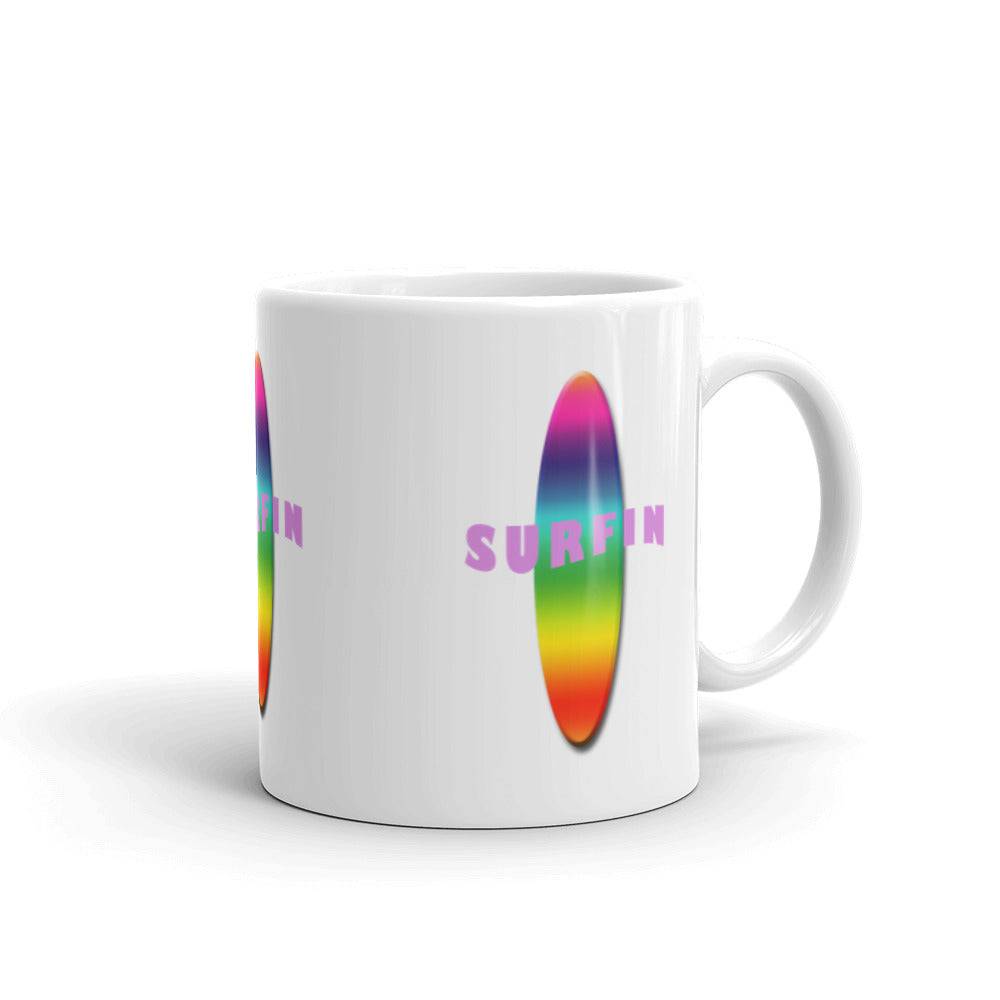 White glossy mug/Surfin - Enet Images