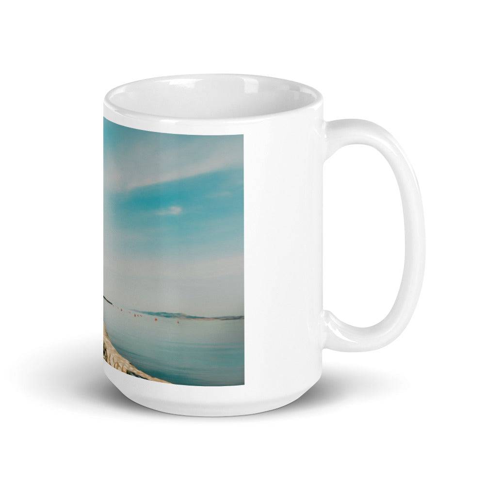 White glossy mug/White Bell Tower - Enet Images