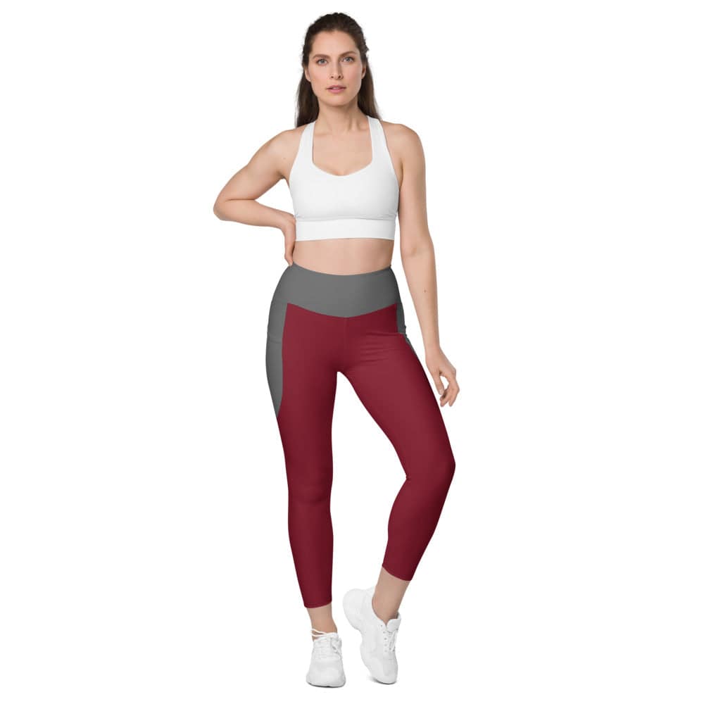 Leggings with pockets/Red-Grey - Enet Images