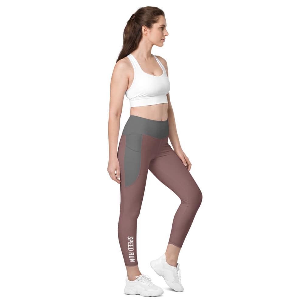 Leggings with pockets/Speed-Run/Brown-Grey - Enet Images