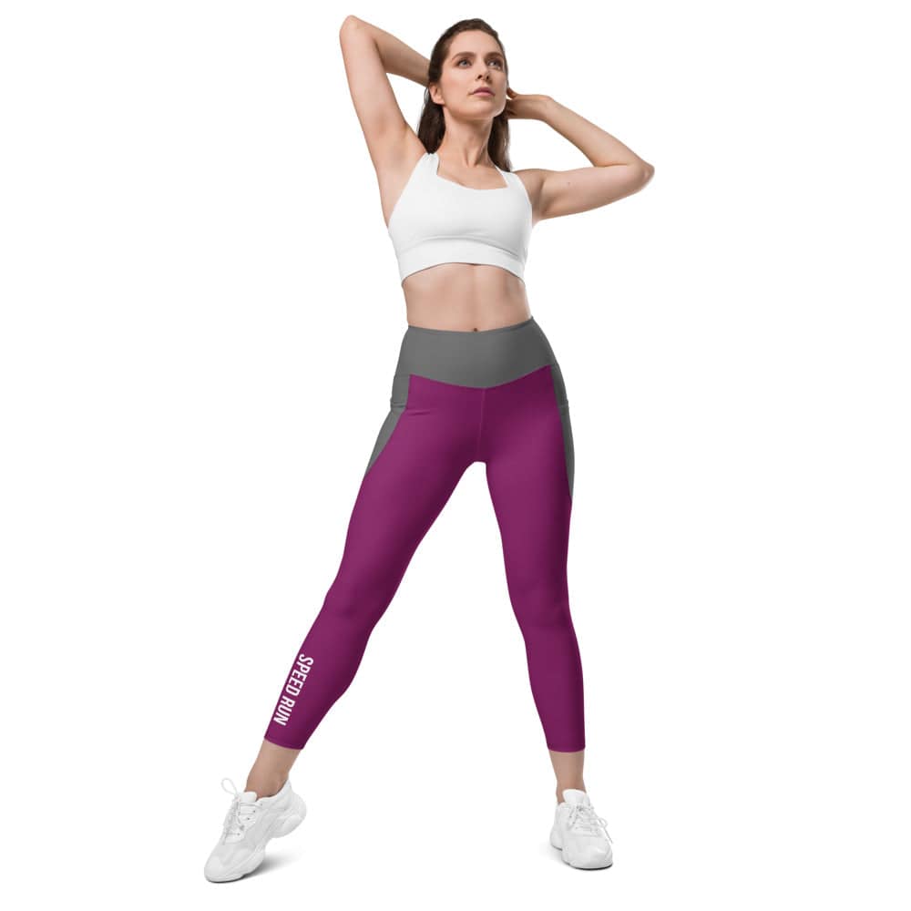 Leggings with pockets/Speed-Run/Eggplant-Grey - Enet Images
