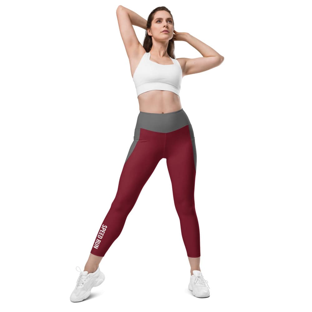 Leggings with pockets/Speed-Run/Red-Grey - Enet Images