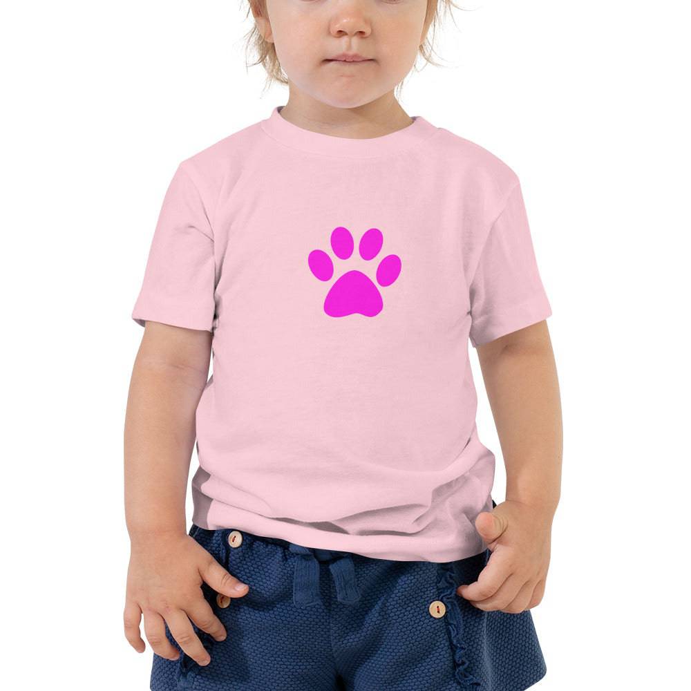 Toddler Short Sleeve Tee/Pet Print Fushia - Enet Images