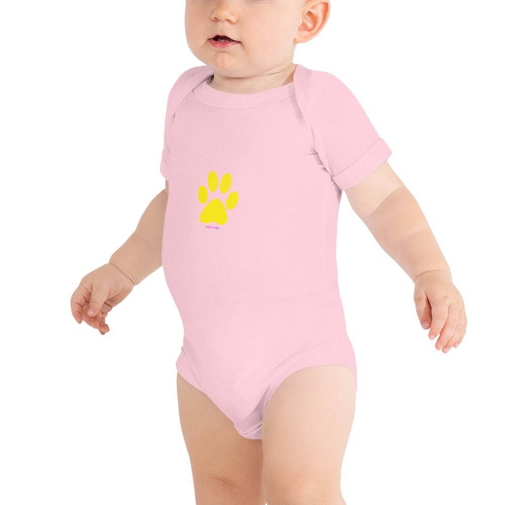 Baby short sleeve one piece/Pet Me Yellow - Enet Images