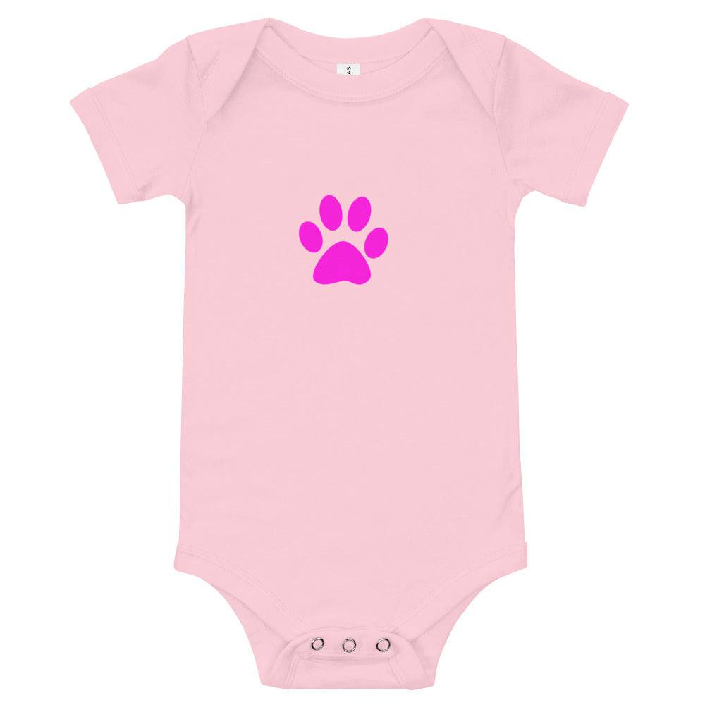 Baby short sleeve one piece/Pet Print Fushia - Enet Images