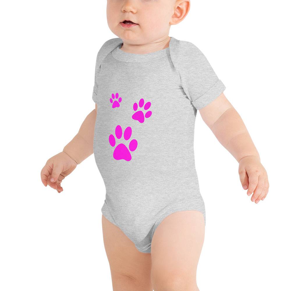 Baby short sleeve one piece/Three Pet Prints Fushia - Enet Images