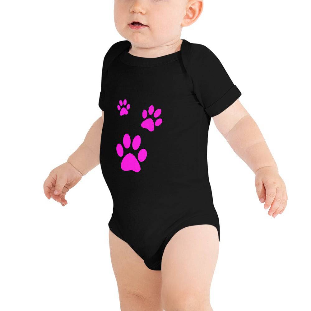 Baby short sleeve one piece/Three Pet Prints Fushia - Enet Images