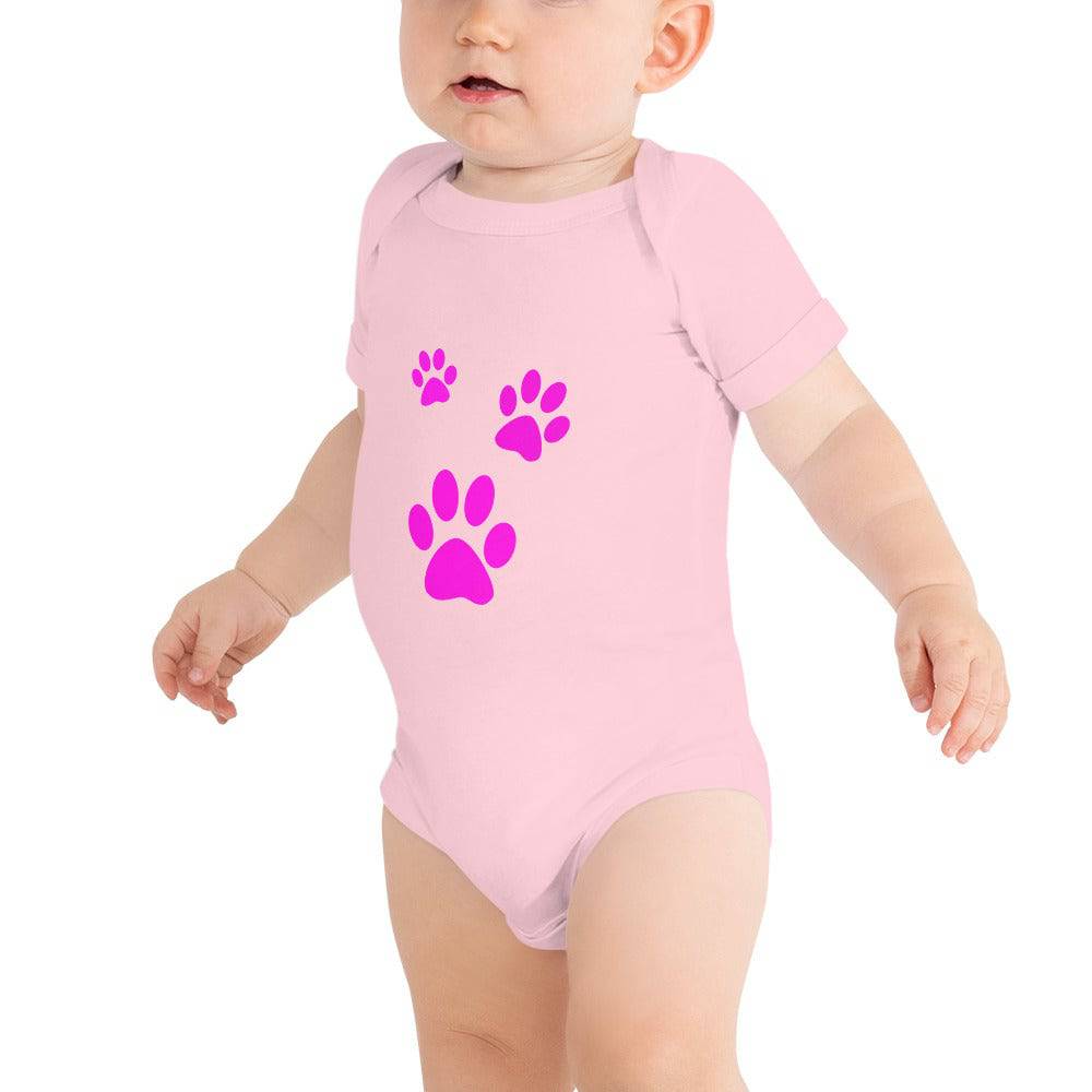 Baby short sleeve one piece/Three Pet Prints Fushia - Enet Images