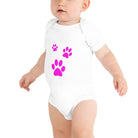 Baby short sleeve one piece/Three Pet Prints Fushia - Enet Images