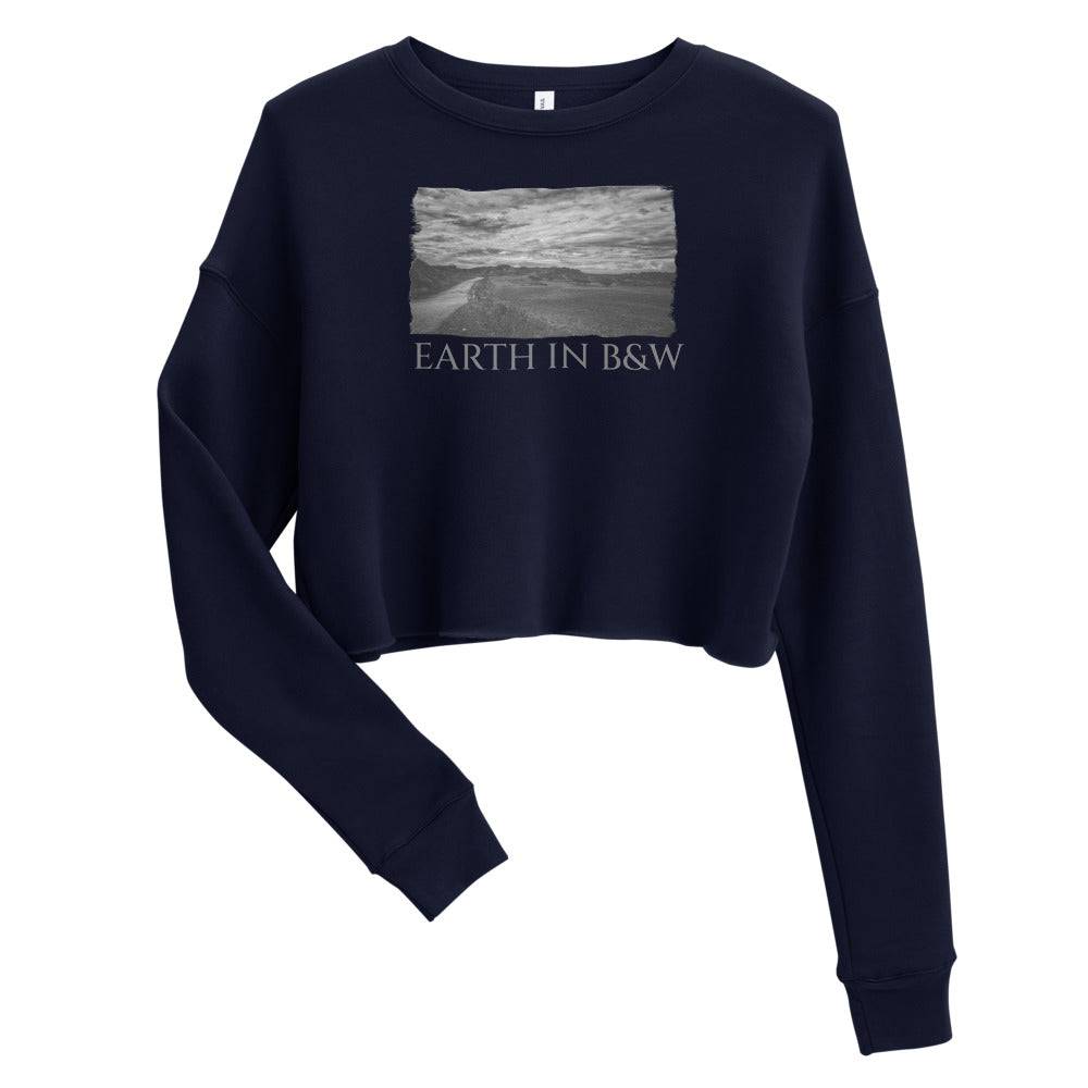 Crop Sweatshirt/Earth In Black & White/Personalized - Enet Images