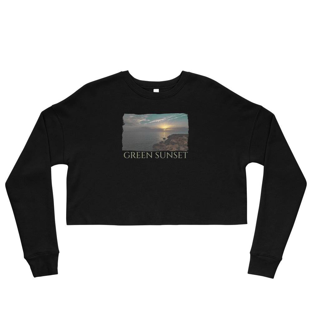 Crop Sweatshirt/Green Sunset/Personalized - Enet Images