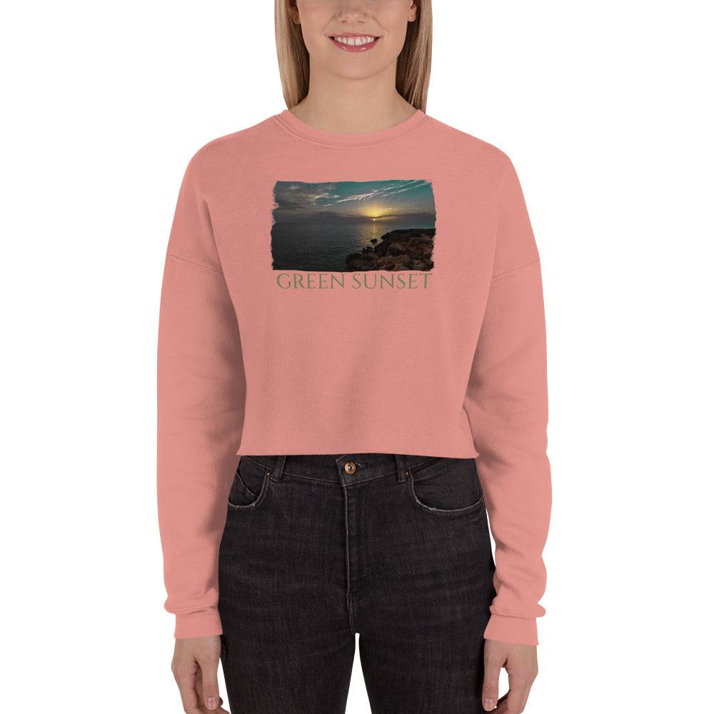 Crop Sweatshirt/Green Sunset/Personalized - Enet Images