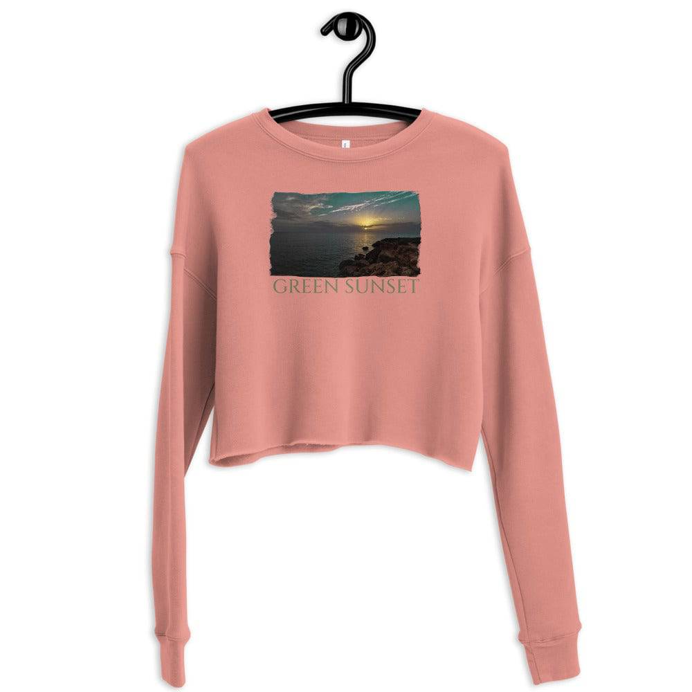 Crop Sweatshirt/Green Sunset/Personalized - Enet Images