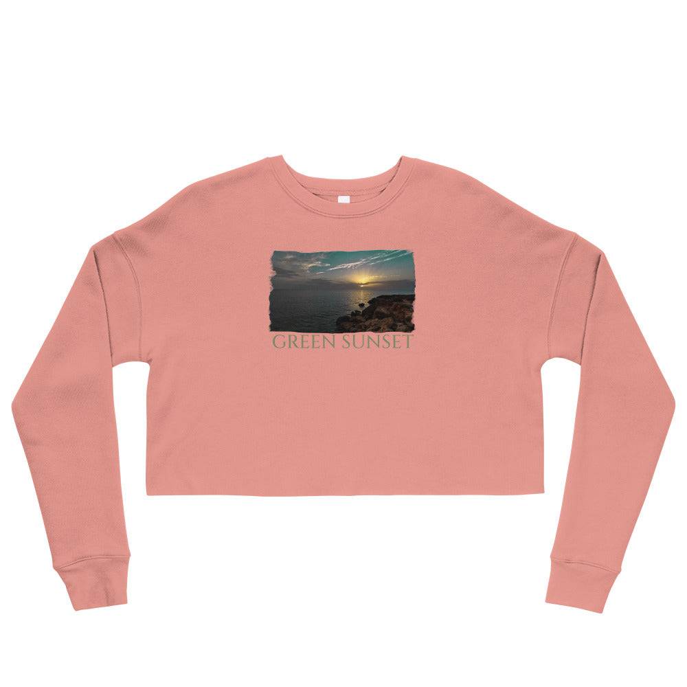 Crop Sweatshirt/Green Sunset/Personalized - Enet Images