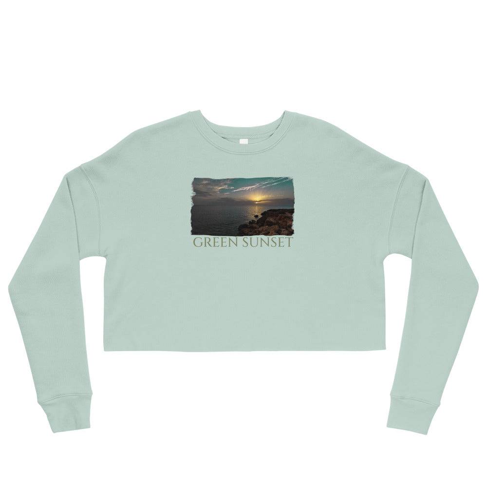 Crop Sweatshirt/Green Sunset/Personalized - Enet Images