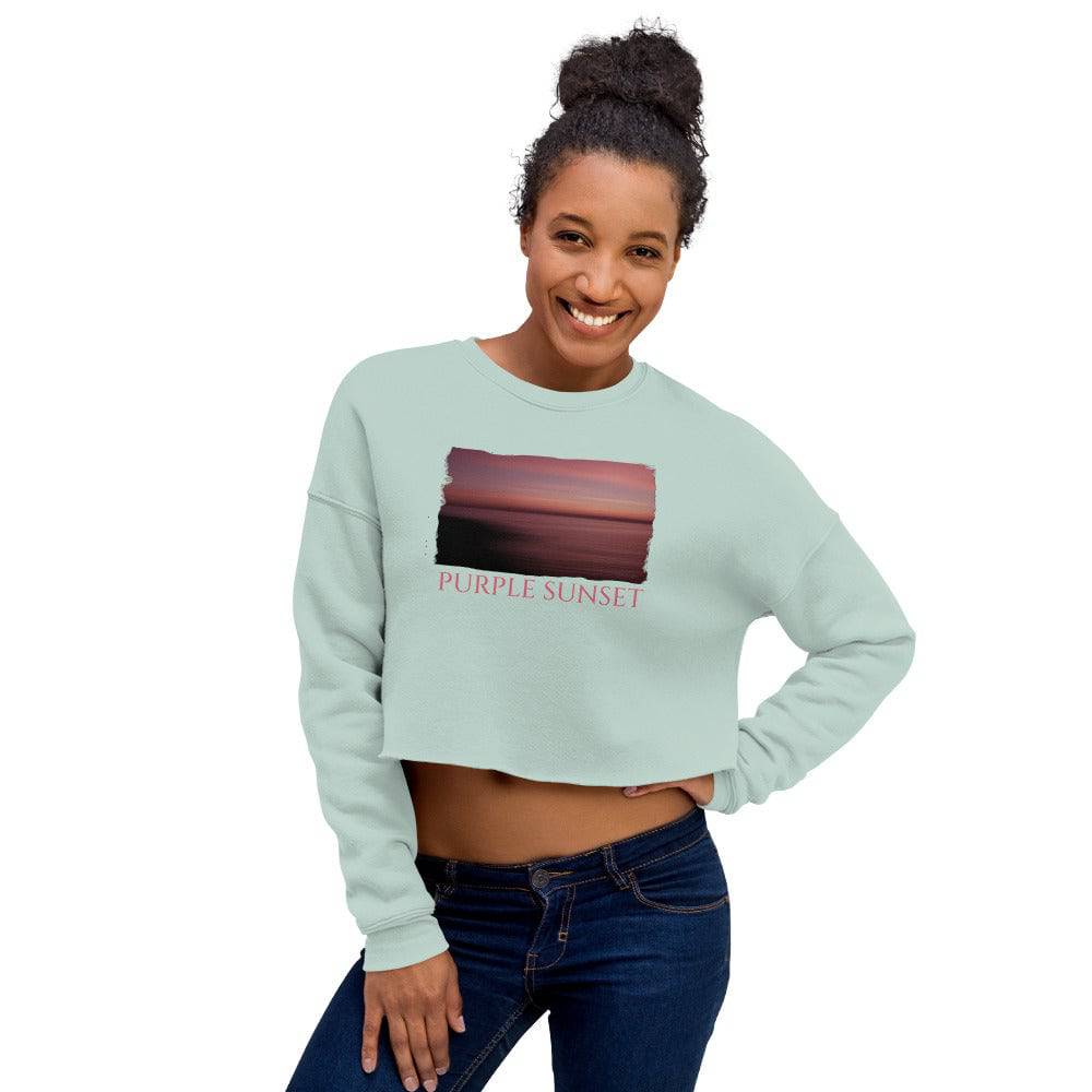 Crop Sweatshirt/Purple Sunset/Personalized - Enet Images