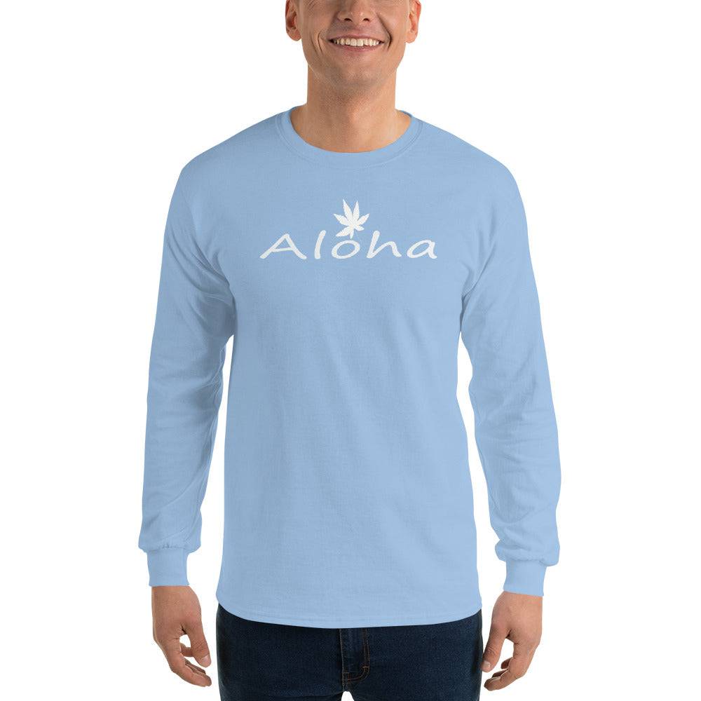 Men’s Long Sleeve Shirt/Aloha White - Enet Images