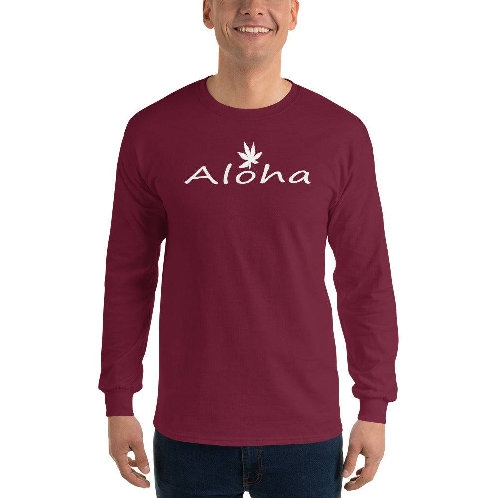 Men’s Long Sleeve Shirt/Aloha White - Enet Images