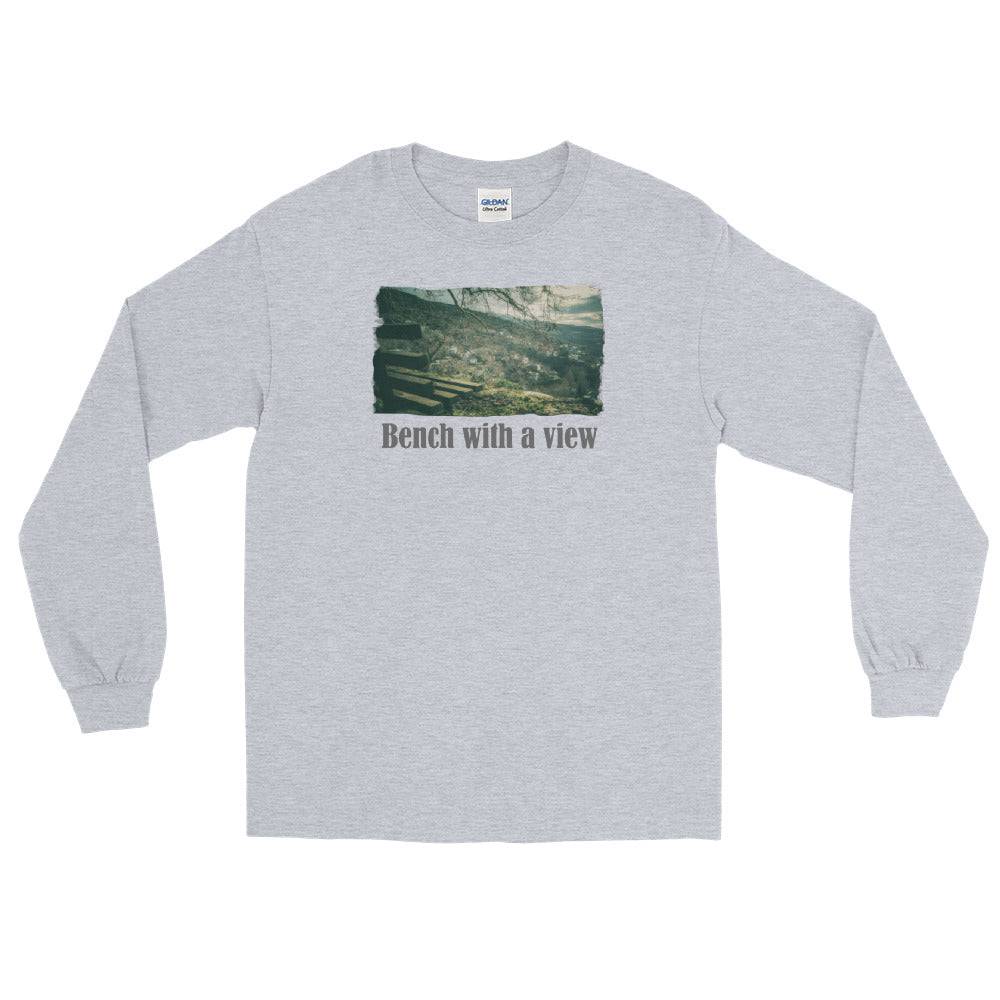 Men’s Long Sleeve Shirt/Bench With A View/Personalized - Enet Images